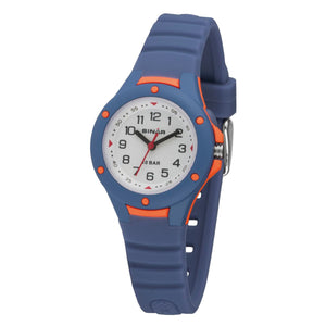 SINAR Jugenduhr Armbanduhr Analog Quarz Jungen Silikonband XB-17-2 Blau Orange