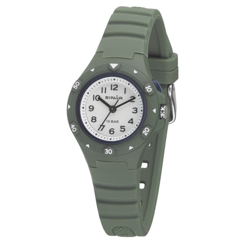 SINAR Jugenduhr Armbanduhr Analog Quarz Unisex Silikonband XB-19-3 olivgrün