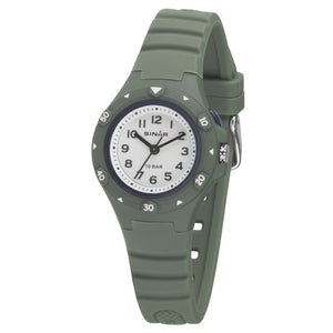 SINAR Jugenduhr Armbanduhr Analog Quarz Unisex Silikonband XB-19-3 olivgrün