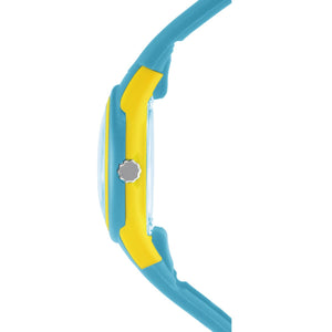 SINAR Jugenduhr Kinder Armbanduhr Analog Quarz Silikonband XB-47-2 türkis gelb