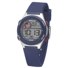 Laden Sie das Bild in den Galerie-Viewer, SINAR Jugenduhr Armbanduhr Digital Quarz Jungen Silikonband XF-68-2 Blau rot