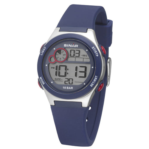SINAR Jugenduhr Armbanduhr Digital Quarz Jungen Silikonband XF-68-2 Blau rot