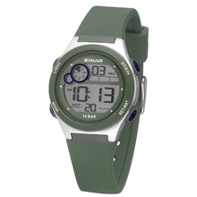 Laden Sie das Bild in den Galerie-Viewer, SINAR Jugenduhr Armbanduhr Digital Quarz Jungen Silikonband XF-68-3 Olivgrün
