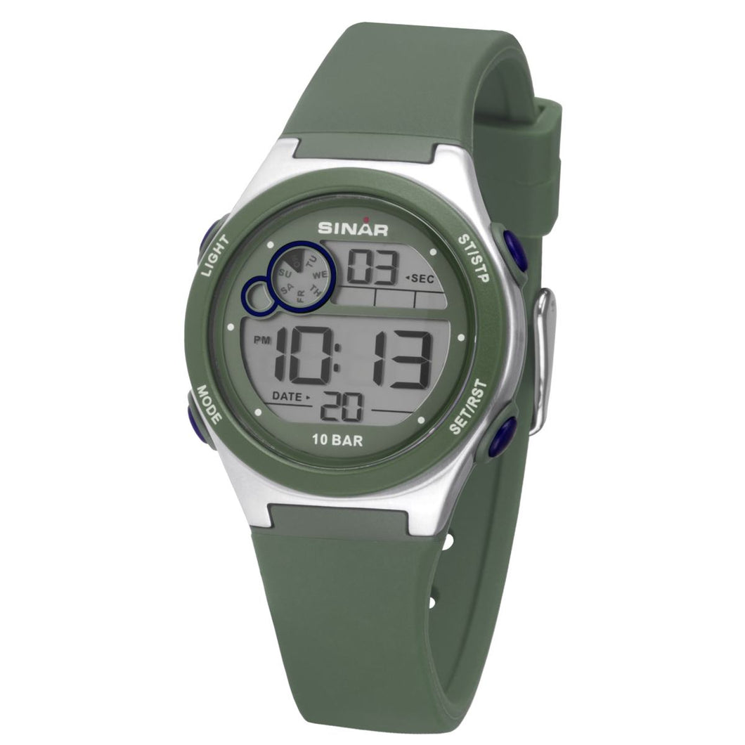 SINAR Jugenduhr Armbanduhr Digital Quarz Jungen Silikonband XF-68-3 Olivgrün