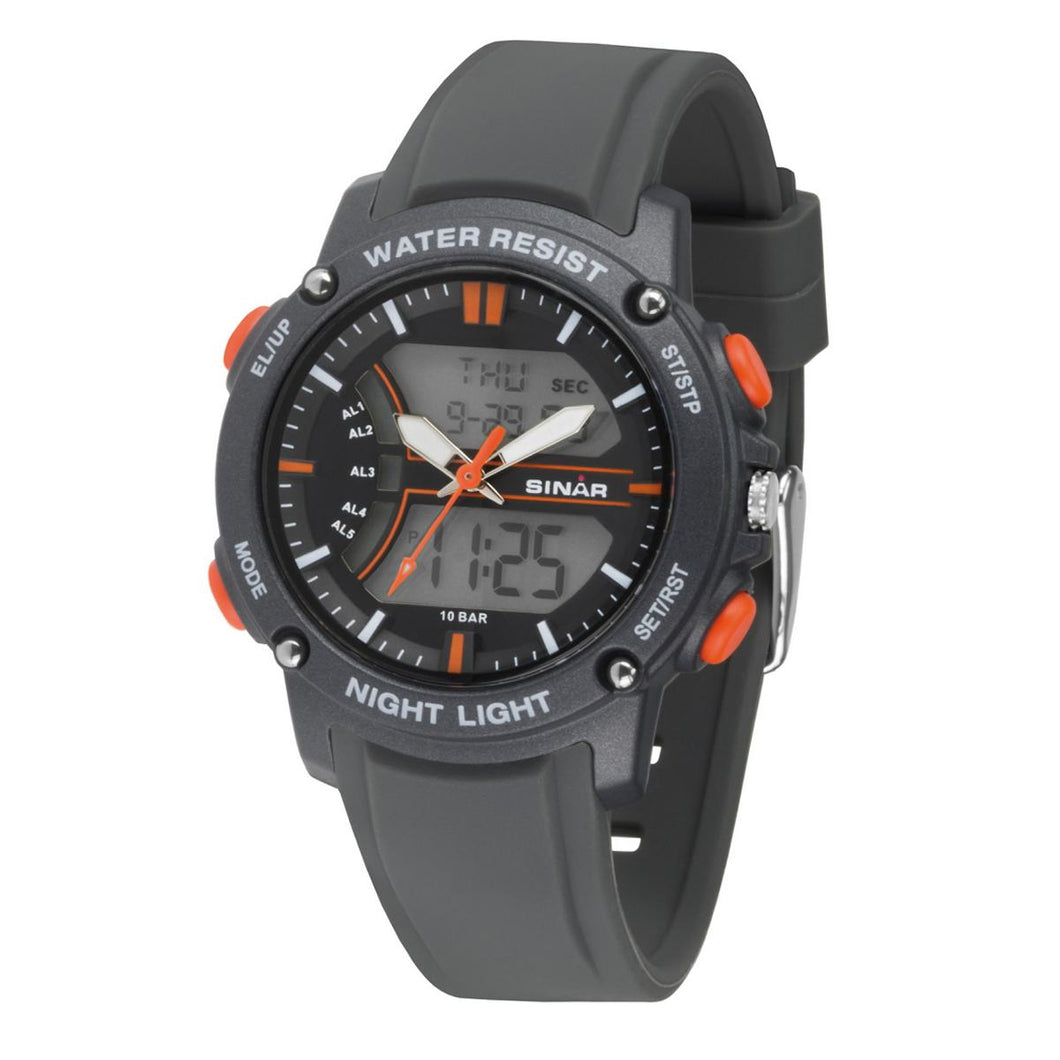SINAR Jugenduhr Armbanduhr Digital Quarz Jungen Silikonband XW-27-9 Anthrazit