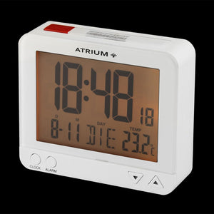 ATRIUM Wecker Digital Quarz Funkwecker A760-0 Nachtlicht Temperaturanzeige weiß