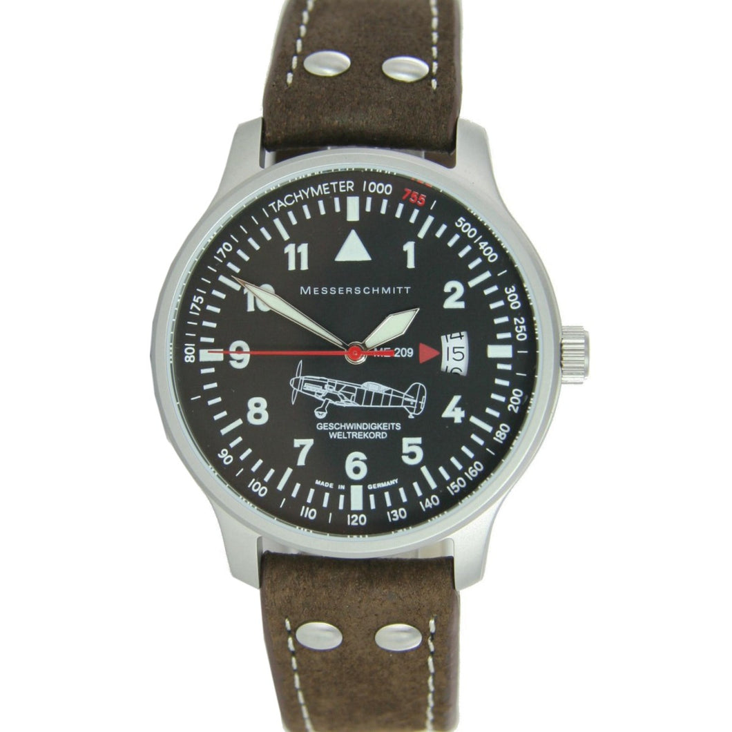 Aristo Herren Messerschmitt Uhr Fliegeruhr Lederband ME-209