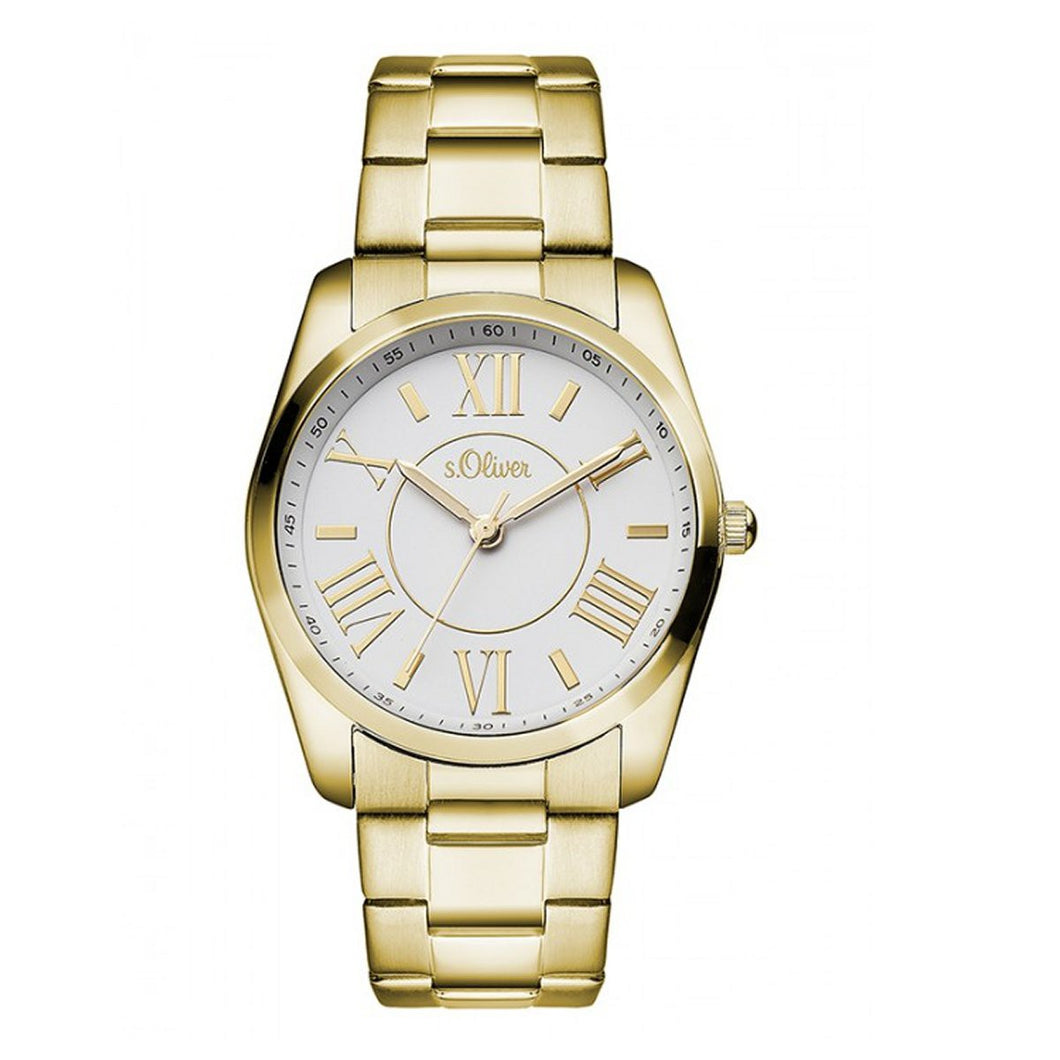 s.Oliver Damen Uhr Armbanduhr SO-3086-MQ goldfarben