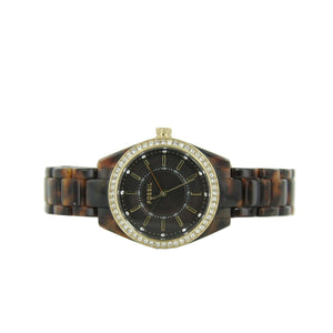 Fossil Damen Uhr Armbanduhr Resin Edelstahl Strass BQ1196
