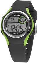 Laden Sie das Bild in den Galerie-Viewer, SINAR Jugenduhr Armbanduhr Digital Quarz Unisex Silikonband XE-64-3 schwarz grün