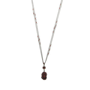 Konplott Halskette Collier Aladdin ovale Kugel rot antique brass