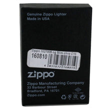 Laden Sie das Bild in den Galerie-Viewer, Zippo Feuerzeug Modell 1027009 cg SLIM Chrome C13