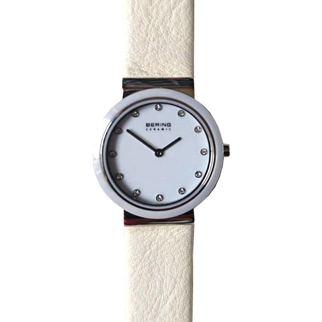 Bering Damen Uhr Armbanduhr Slim Ceramic - 10729-854-beige  Leder