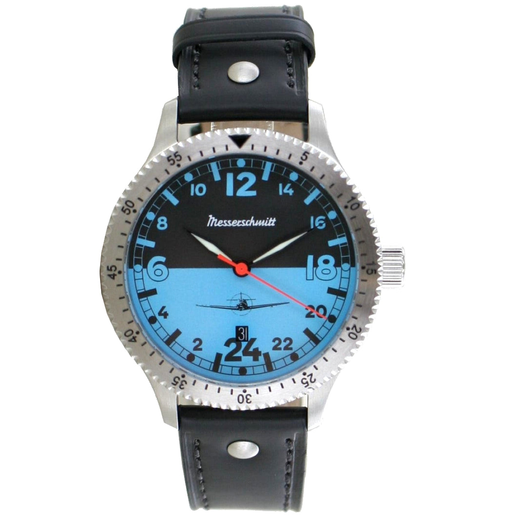 Aristo Herren Messerschmitt Uhr Fliegeruhr ME 108 / 108-24DR-B Blau