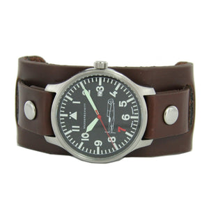 Aristo Herren Messerschmitt Uhr Fliegeruhr Unterlederb. 'Rote 7'  Ref. 109-42R7
