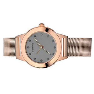 Bering Damen Uhr Armbanduhr Slim Classic - 11125–369-R Meshband