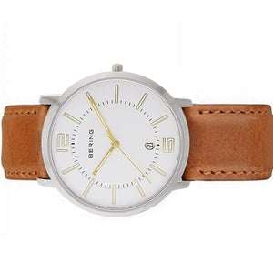 Bering Herren Uhr Armbanduhr Slim Classic - 11139-501-1 Leder