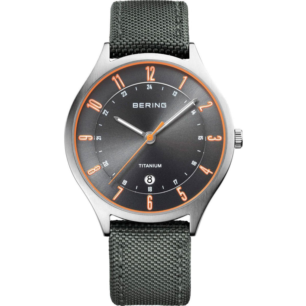 Bering Herren Uhr Armbanduhr Titan Ultra Slim - 11739-879 Textil