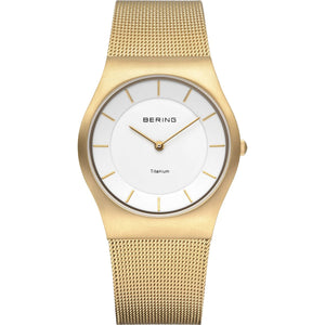 Bering Damen Uhr Armbanduhr Titan Slim Classic - 11935-334 Meshband