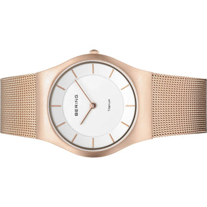 Bering Damen Uhr Armbanduhr Titan Slim Classic - 11935-366 Meshband