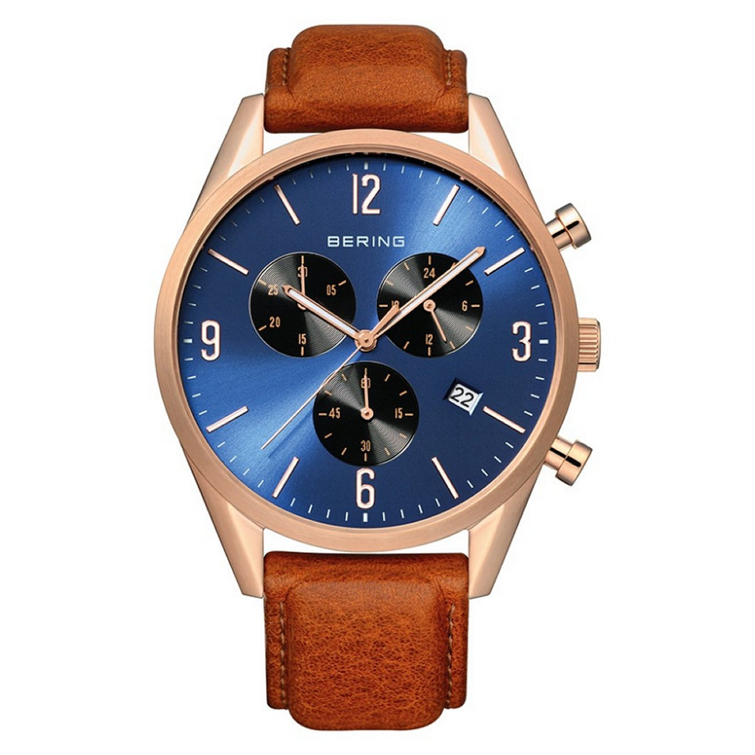 Bering Herren Uhr Armbanduhr Chronograph - 10542-467-1 Leder