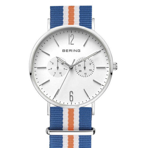 Bering Herren Uhr Armbanduhr Ultra Slim 14240-404 Nylon bunt  Textil