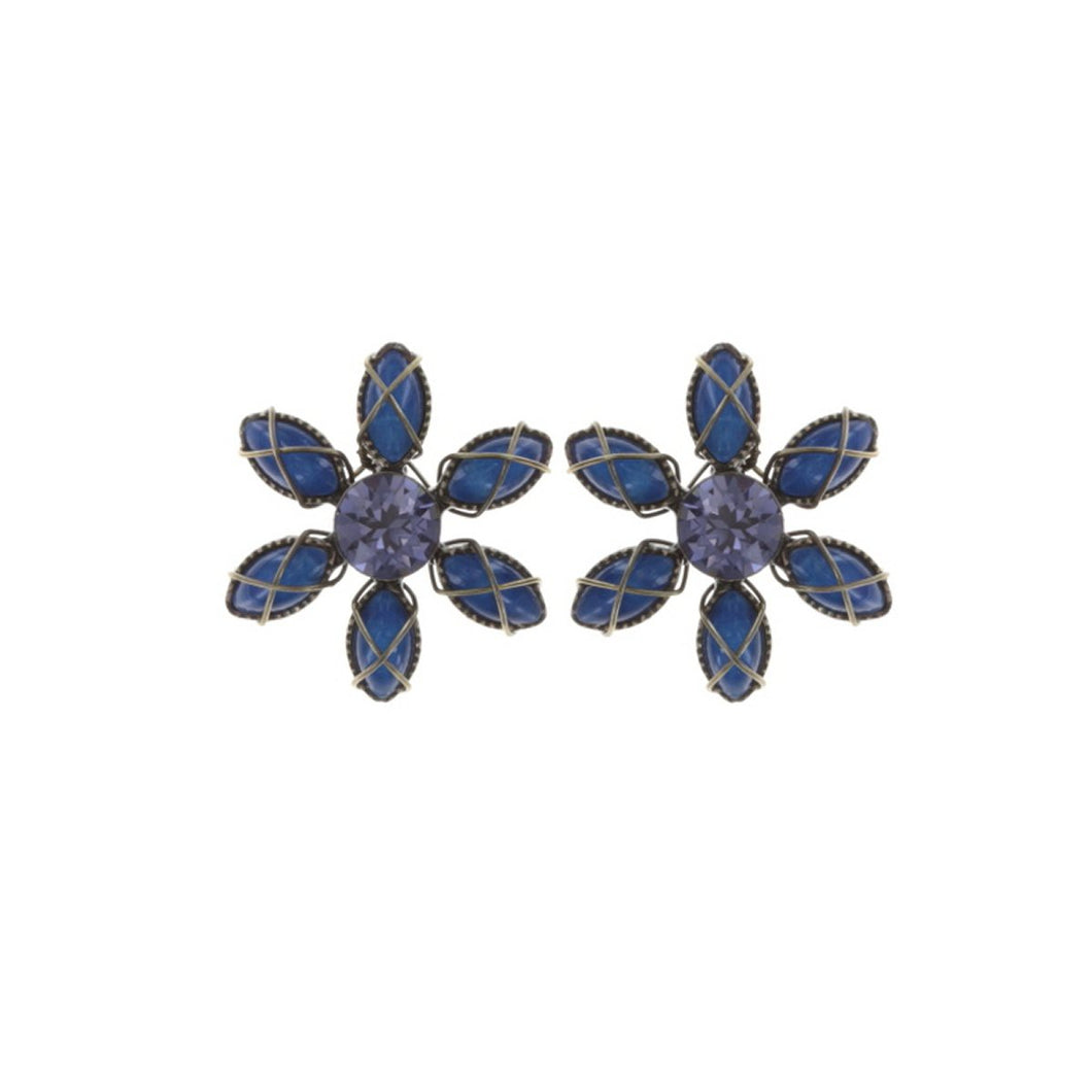 Konplott Ohrringe Ohrstecker Psychodahlia lila / blau klein