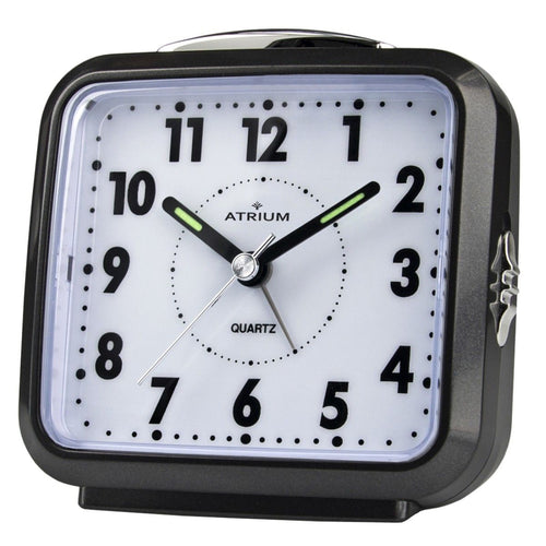 ATRIUM Wecker Analog Quarz schwarz A250-7 ohne Ticken mit Licht und Snooze