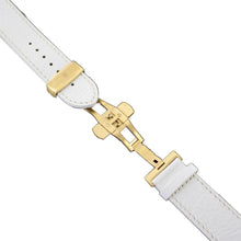 Laden Sie das Bild in den Galerie-Viewer, Ingersoll Ersatzband für Uhren Leder weiss Kroko Faltschl. Gold 22 mm