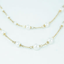 Laden Sie das Bild in den Galerie-Viewer, Skagen Damen Kette Collier Edelstahl Perlen Double Wrap gold JNSG035