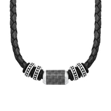 Laden Sie das Bild in den Galerie-Viewer, s.Oliver Jewel Herren Kette Leder Edelstahl Carbonbeads 2026107