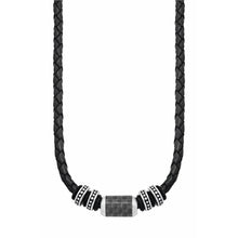 Laden Sie das Bild in den Galerie-Viewer, s.Oliver Jewel Herren Kette Leder Edelstahl Carbonbeads 2026107