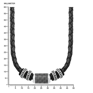 s.Oliver Jewel Herren Kette Leder Edelstahl Carbonbeads 2026107