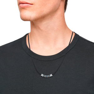 s.Oliver Jewel Herren Kette Leder Edelstahl Leder silber schwarz 2031474