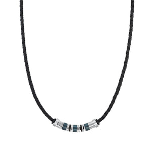 s.Oliver Jewel Herren Kette Leder Edelstahl Leder silber schwarz 2031474