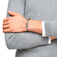 Laden Sie das Bild in den Galerie-Viewer, s.Oliver Jewel Herren Armband Edelstahl Leder schwarz 2031565