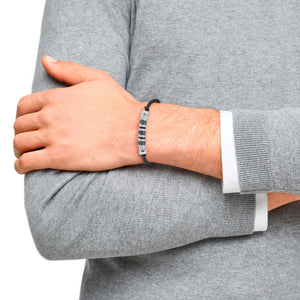 s.Oliver Jewel Herren Armband Edelstahl Leder schwarz 2031565