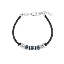 Laden Sie das Bild in den Galerie-Viewer, s.Oliver Jewel Herren Armband Edelstahl Leder schwarz 2031565