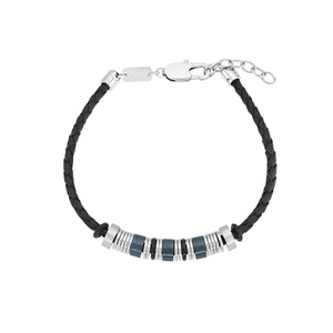 s.Oliver Jewel Herren Armband Edelstahl Leder schwarz 2031565
