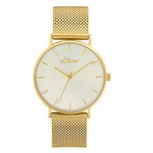 Laden Sie das Bild in den Galerie-Viewer, s.Oliver Damen Uhr Armbanduhr Edelstahl gold 2033517