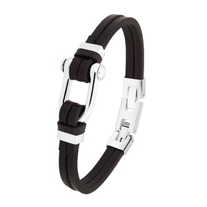 s.Oliver Jewel Herren Armband Armkette Edelstahl Leder schwarz 2033929