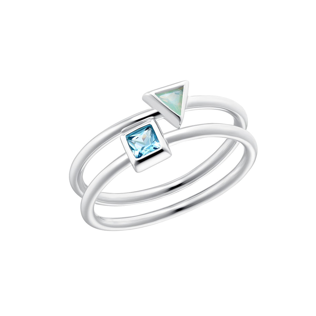 s.Oliver Jewel Damen Ring Silber 925 Zirkonia grün blau 203398