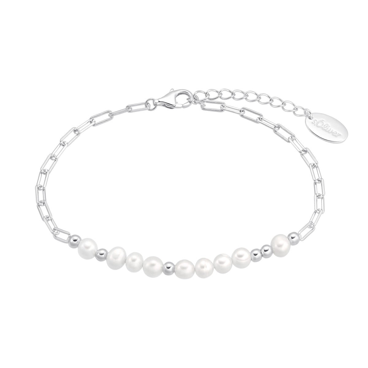 s.Oliver Jewel Damen Armband Preiswert24 Armkette Perlen 2034891 – Silber