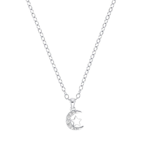 Prinzessin Lillifee Kinder Halskette Silber Zirkonia Mond/Sterne Mädchen 2035335