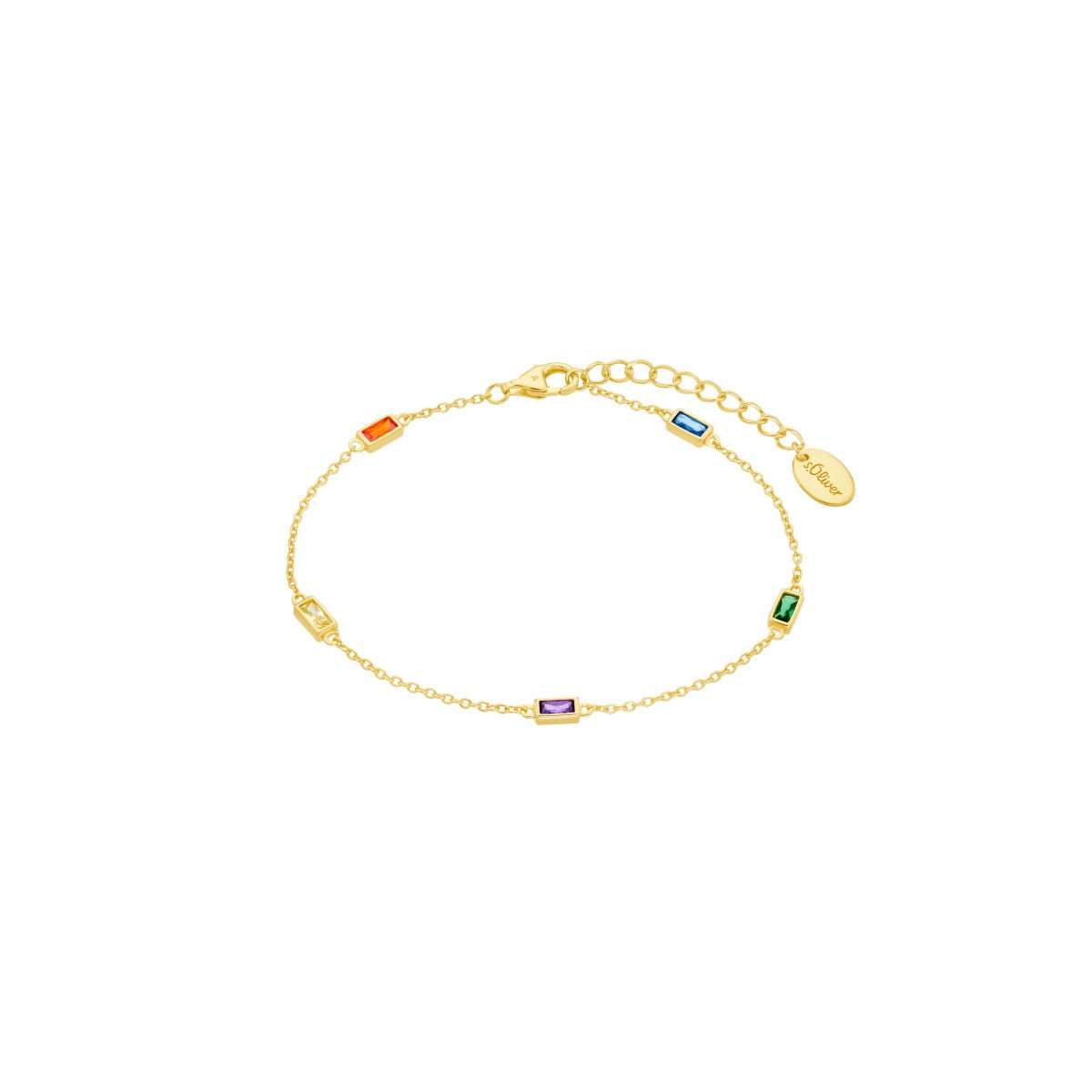 s.Oliver Jewel Damen Armband Armkette Silber goldfarben Zirkonia bunt –  Preiswert24