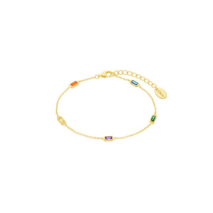 s.Oliver Jewel Damen Armband Armkette Silber goldfarben Zirkonia bunt 2035508