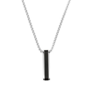 s.Oliver Jewel Herren Kette Leder Edelstahl silber Anhänger Barren 2035796