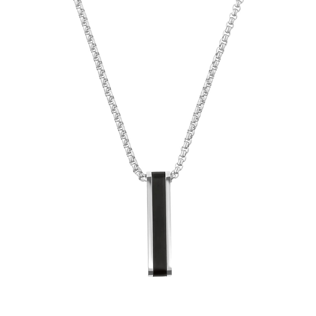 s.Oliver Jewel Herren Kette Leder Edelstahl silber Anhänger Barren 2035796