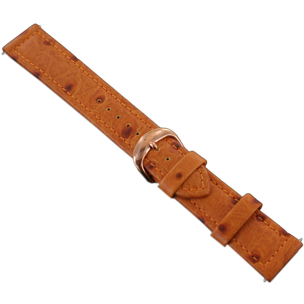 Ingersoll Ersatzband für Uhren Leder hellbraun Strauss Dornschließe Rosé 22 mm