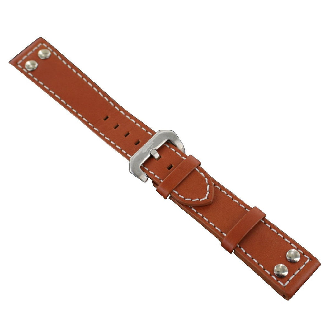 Ingersoll Ersatzband für Uhren Leder hellbraun Nieten Dornschließe Si 22 mm